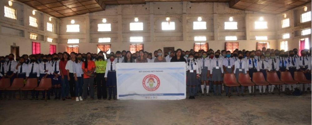Participants during the Beti Bachao Beti Padhao awareness programme for adolescent girls at Town Council Hall, Mon on March 26. (DIPR Photo)